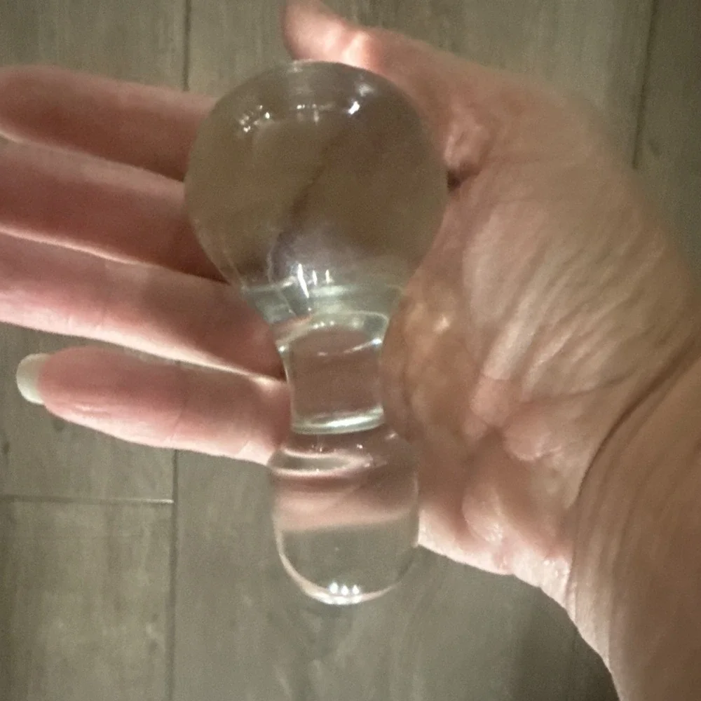 Vintage MCM Large Crystal Ball Orb Bubble Clear Glass Bottle Decanter Stopper